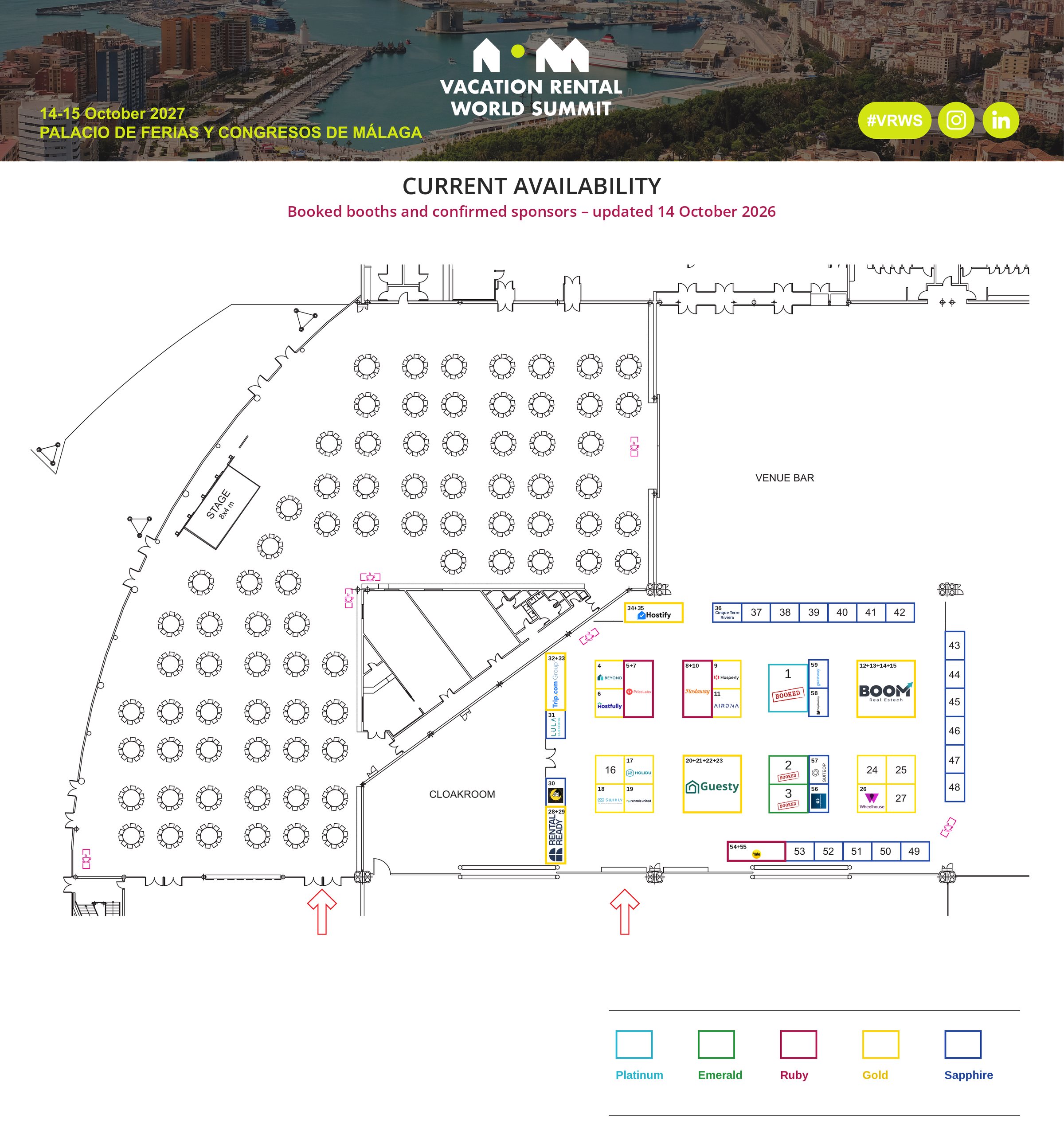 VRWS 2027 Málaga – current booth availability with confirmed sponsors